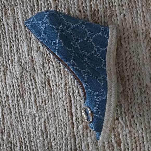 Gucci Wedges /  Blue Canvas Size 39 - Picture 5 of 5